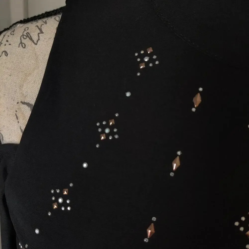 WHBM Cold Shoulder High Neck Long Sleeve Dress Cocktail Sz XXS‎ - Picture 5 of 12